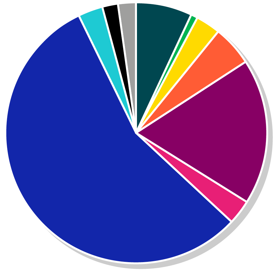 Pie chart graphic showing the proportion of each source of income for 2021/22